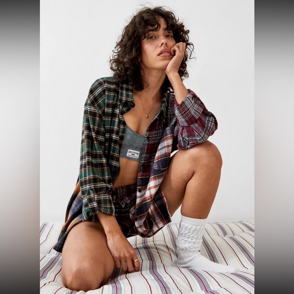 UO Out From Under Check Spliced Flannel NWT Small